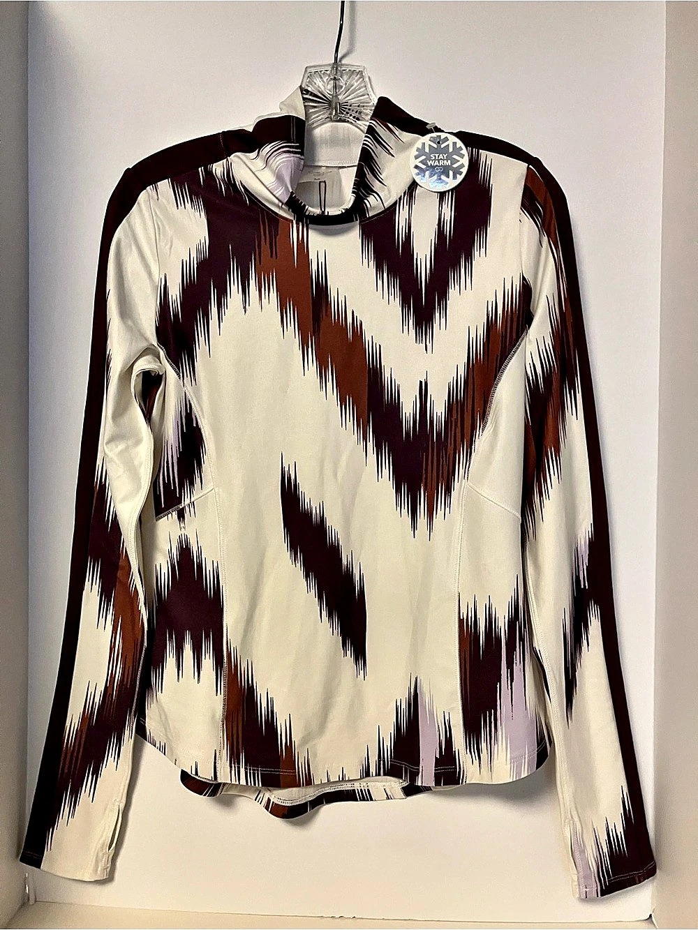 Calia Cold Weather top Abstract top in Cream & Brown Size Medium